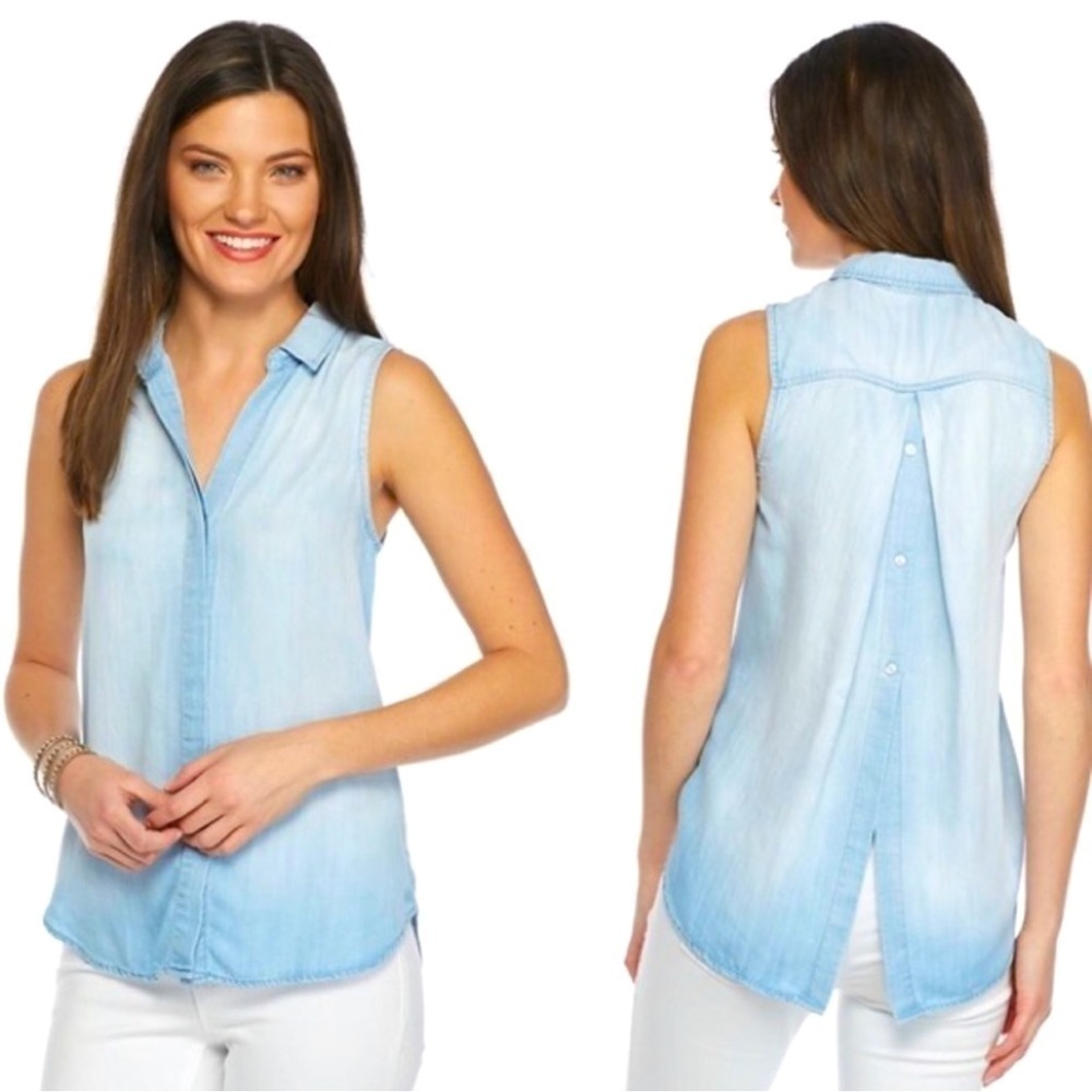 cloth & stone Light Wash Chambray Sleeveless Shirt